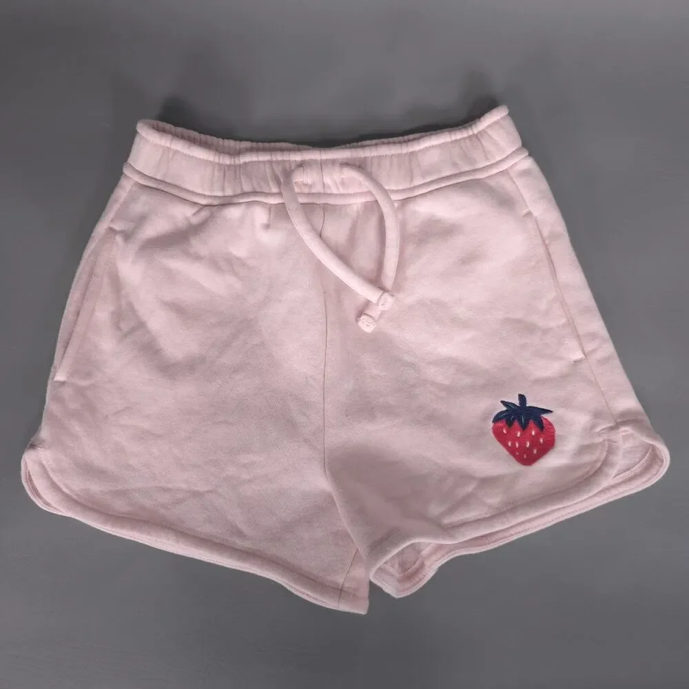 TRUCKER + TATE‎ Girls Pink Short Strawberry 7 Embroidered Elastic Waist